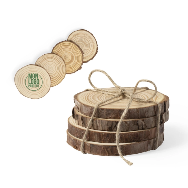 Set sous-verre en bois personnalisable Yantic