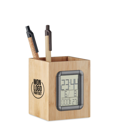 Porte-stylo publicitaire bambou calendrier numérique Manila 