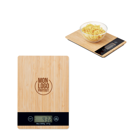 Balance de cuisine publicitaire en bambou Precise 