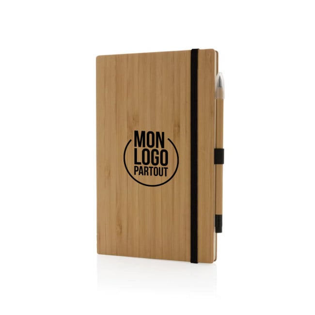 Set publicitaire avec carnet et crayon infini en bambou 