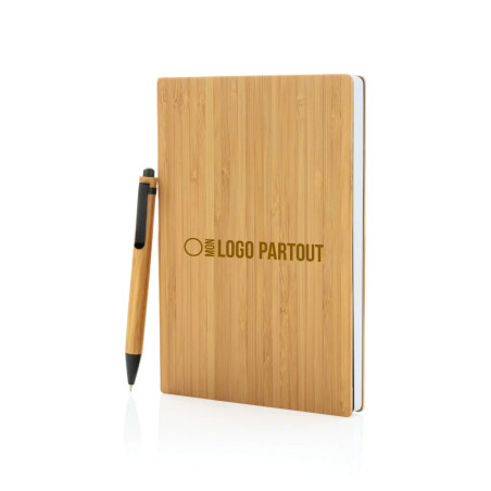 Set publicitaire carnet A5 et stylo en bambou 