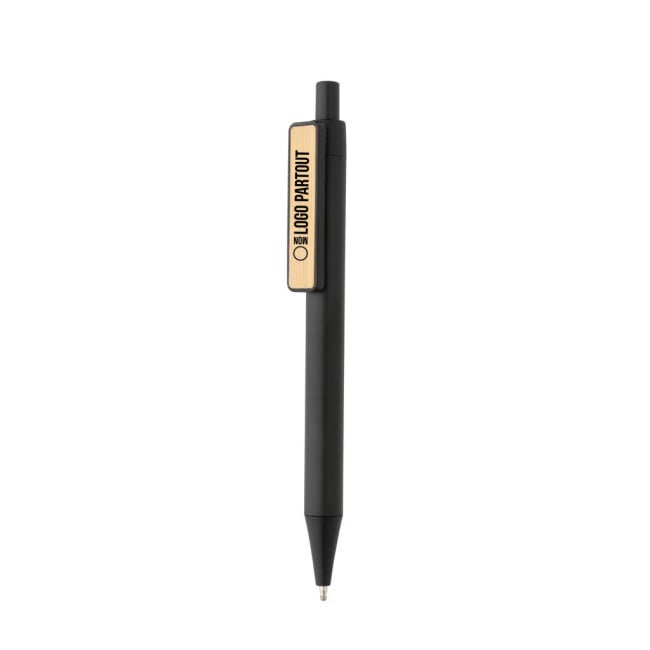 Stylo personnalisable en ABS recyclé GRS avec clip en bambou