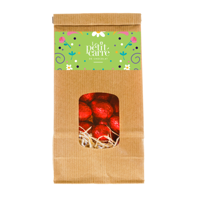 Sachet personnalisé 100 gr oeufs praliné 