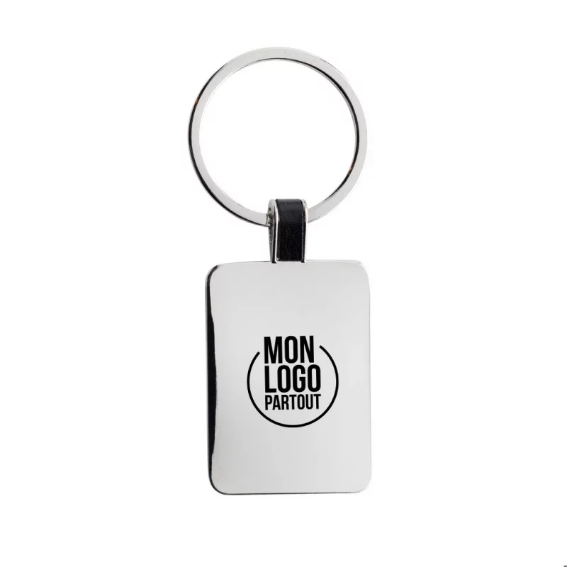 Porte-clés rectangulaire en alliage de zinc recyclé RCS 