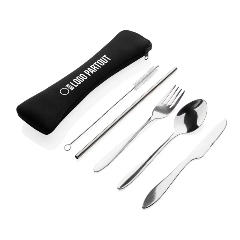 Set de 4 couverts réutilisables en acier inoxydable 