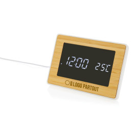 Horloge LED en bambou et...