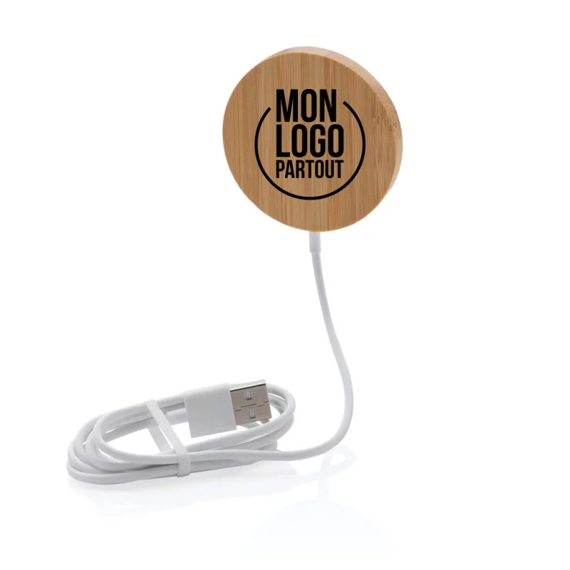 Chargeur magnétique sans fil personnalisé en bambou 10W 