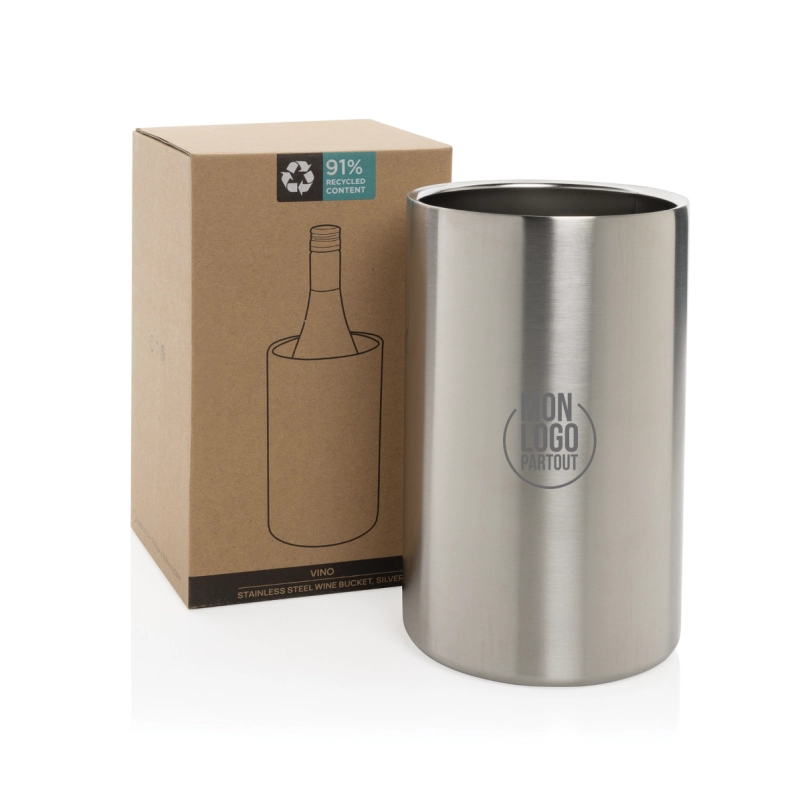 Seau à vin personnalisé en acier inoxydable recyclé RCS Vino 