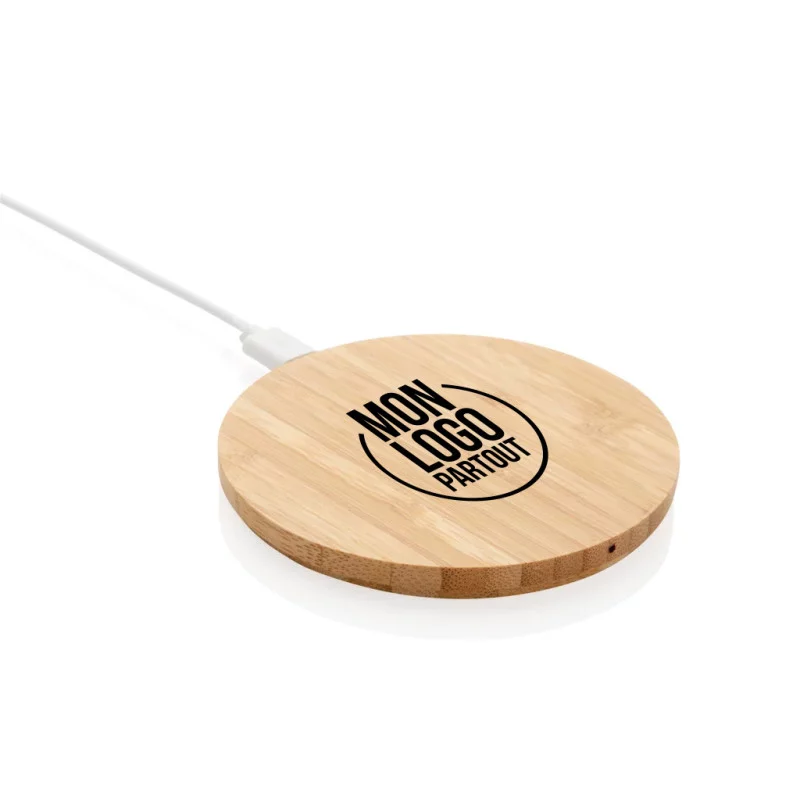 Chargeur sans fil rond personnalisé en bambou 5W 