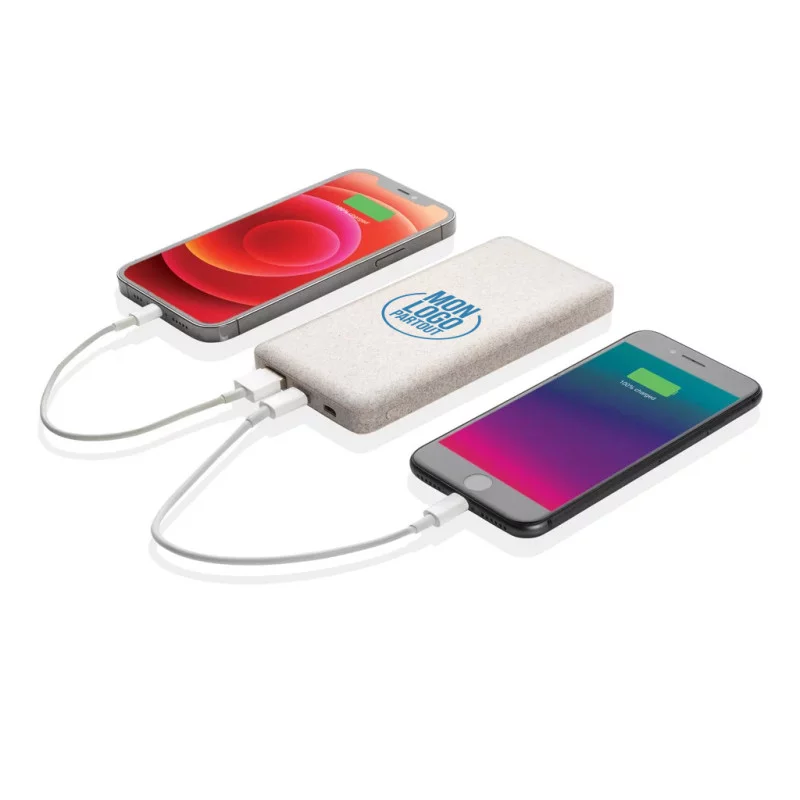 Powerbank personnalisée en fibre de paille de blé 10.000 mAh 