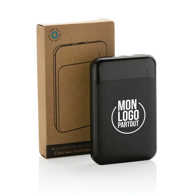 Powerbank personnalisée 5000 mAh en plastique recyclé RCS 