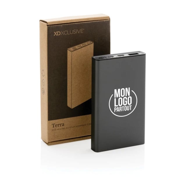 Powerbank publicitaire 5000 mAh en aluminium recyclé Terra 