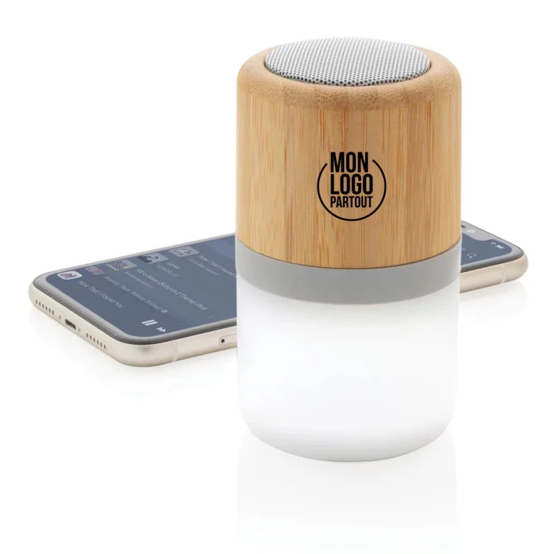 Enceinte 3W en bambou avec lumière d'ambiance 