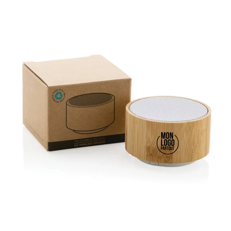 Enceinte personnalisable 3W en bambou et ABS recyclé RCS 
