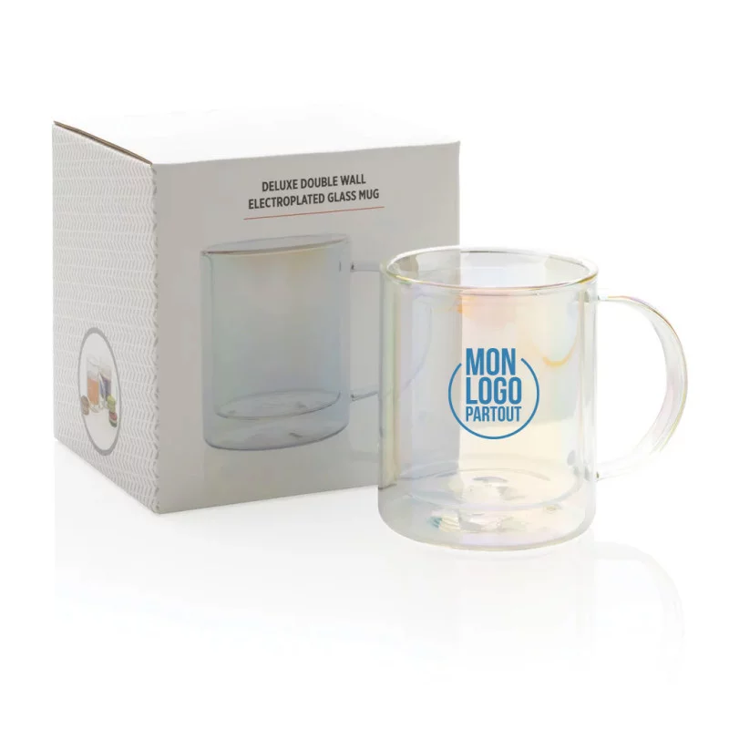 Mug personnalisé à double paroi en verre électroplaqué 330 ml 