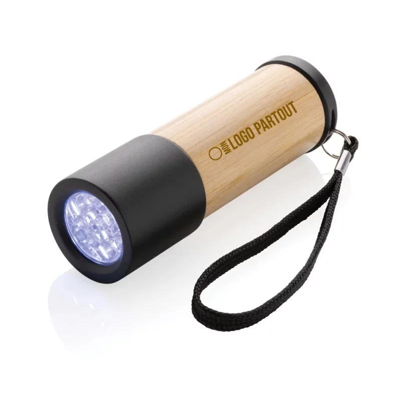 Lampe torche personnalisée en bambou et plastique recyclé 
