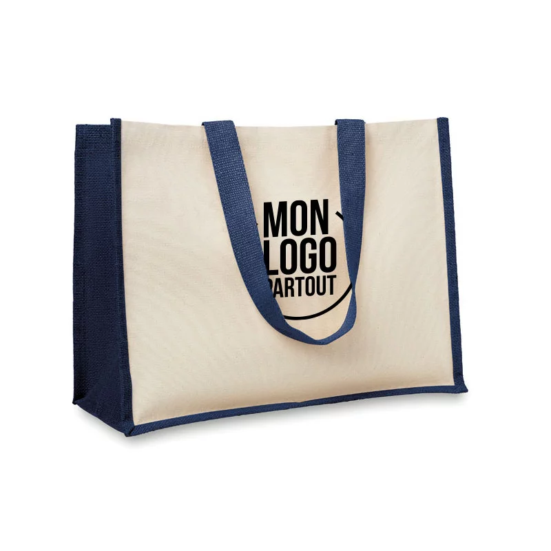 Sac de plage personnalisé en toile et jute Campo de Fiori 