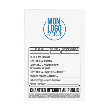 Panneau de chantier personnalisé 120 x 80 cm 