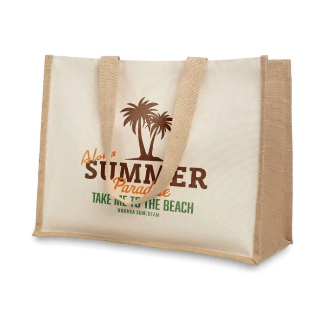 Sac de plage personnalisé en toile et jute Campo de Fiori 