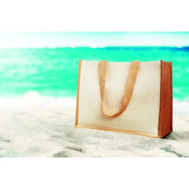 Sac de plage personnalisé en toile et jute Campo de Fiori 
