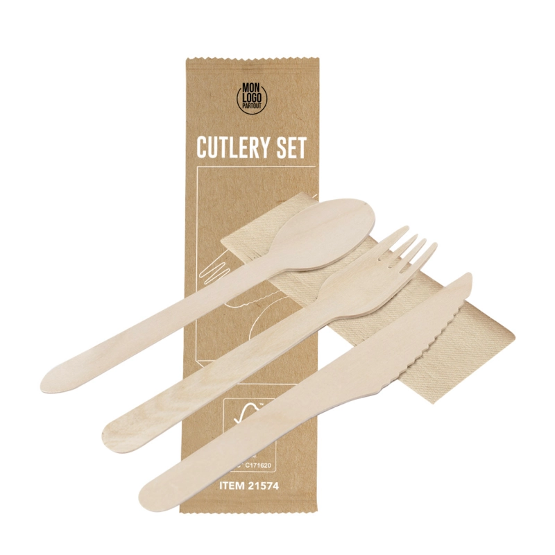 Set de couverts jetables publicitaire Grinox 