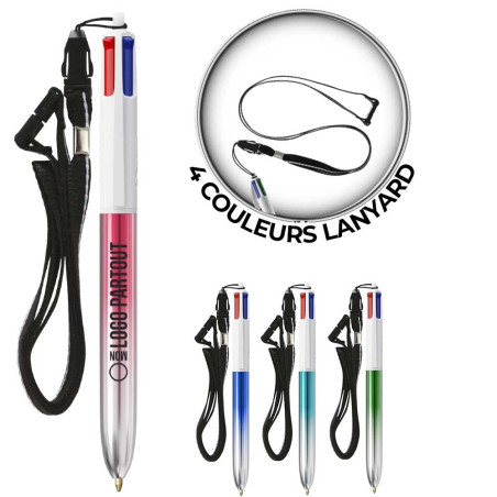 Stylo BIC ® 4 Couleurs Bicolor Lanyard 
