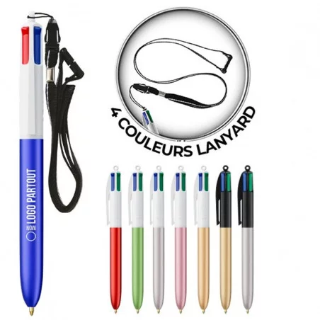 Stylo BIC ® 4 couleurs Glacé Lanyard 
