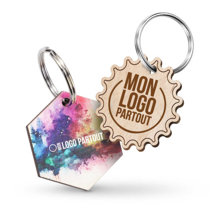 Porte-clés Bois publicitaire - 45 mm 