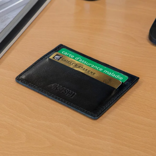 Porte-carte personnalisé en cuir véritable Akashi® 
