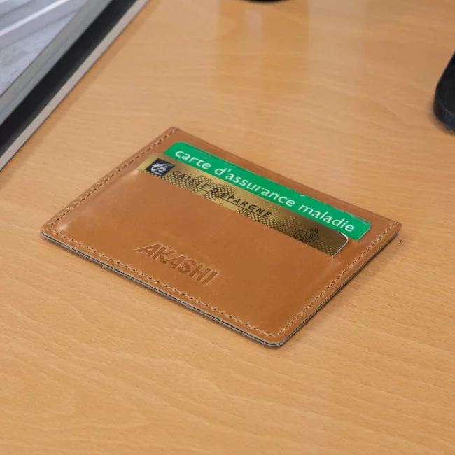 Porte-carte personnalisé en cuir véritable Akashi® 