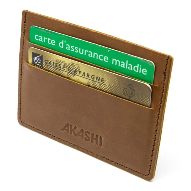 Porte-carte personnalisé en cuir véritable Akashi® 