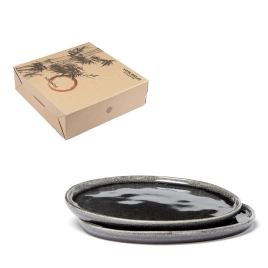 Set de 2 assiettes en grès...