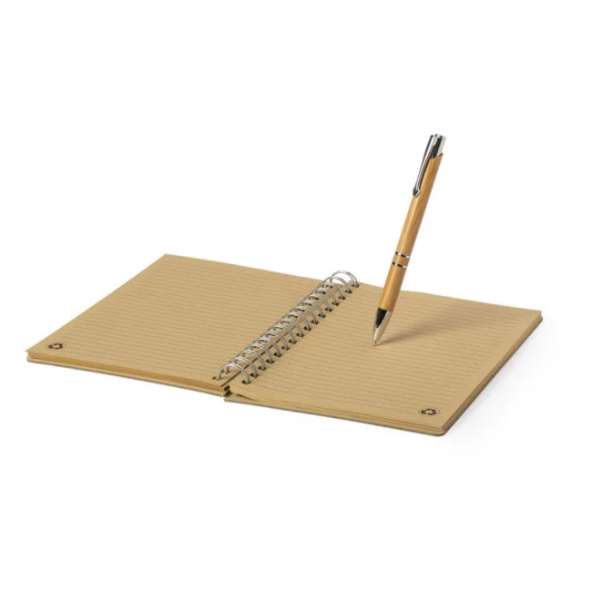 Coffret carnet A5 et stylo bille en bambou Hecan
