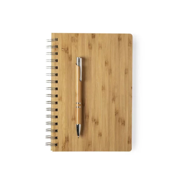 Coffret carnet A5 et stylo bille en bambou Hecan
