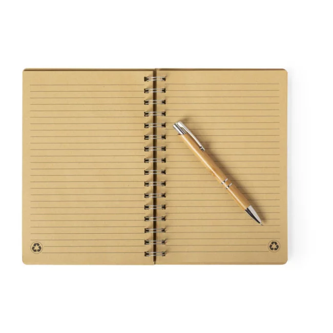 Coffret carnet A5 et stylo bille en bambou Hecan