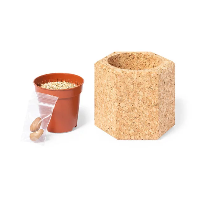 Pot en liège avec graines de pins