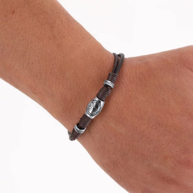 Bracelet en cuir marron publicitaire Luco