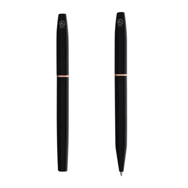 Coffret stylo et roller en aluminium recyclé Mobex 