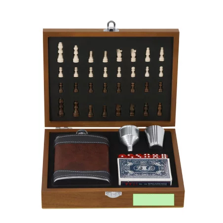 Coffret cadeau personnalisé flasque et jeux Menzie 