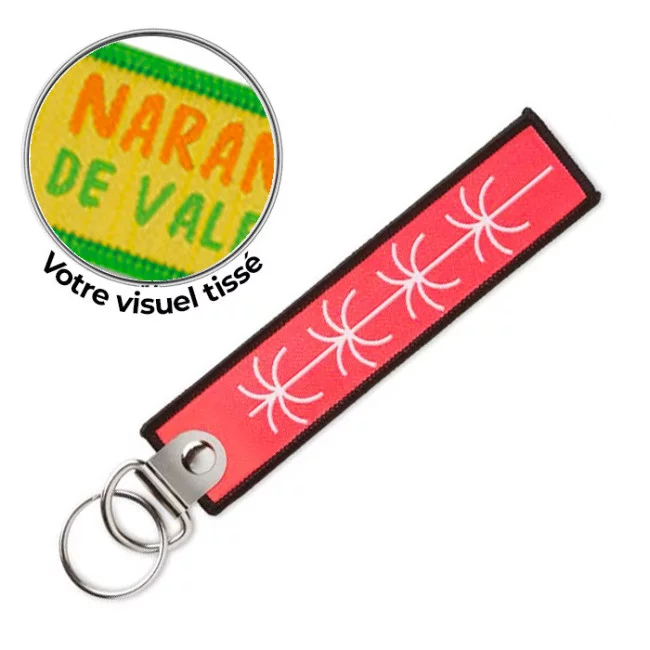 Porte-clés flamme tissé double anneau 