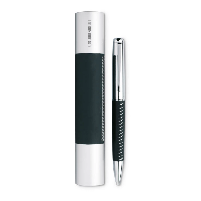 Stylo personnalisé chrome et cuir Premier 