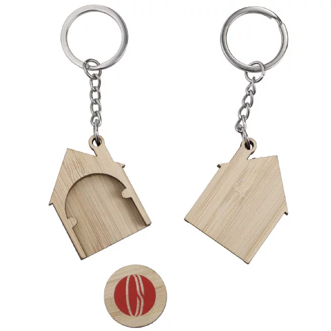 Porte-clés jeton maison en bambou