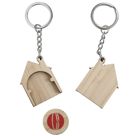 Porte-clés jeton maison en bambou 