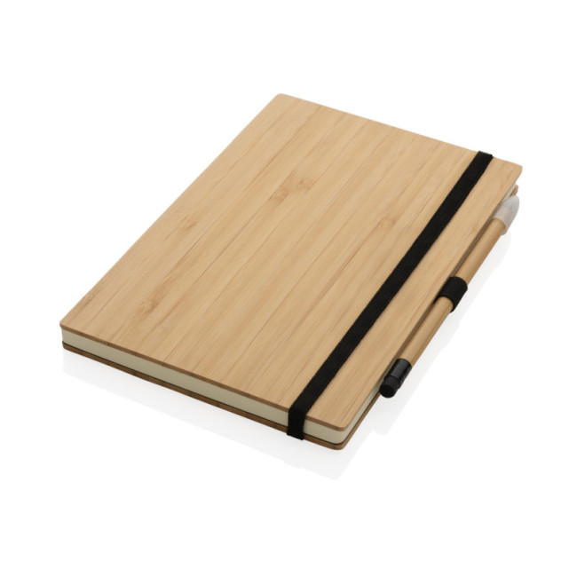 Set publicitaire avec carnet et crayon infini en bambou 