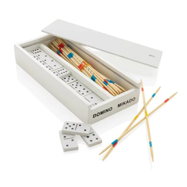 Jeu de mikado/domino et sa boîte en bois