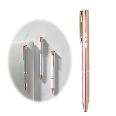Stylo publicitaire en alu recyclé rose gold 