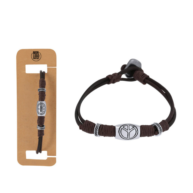 Bracelet en cuir marron publicitaire Luco