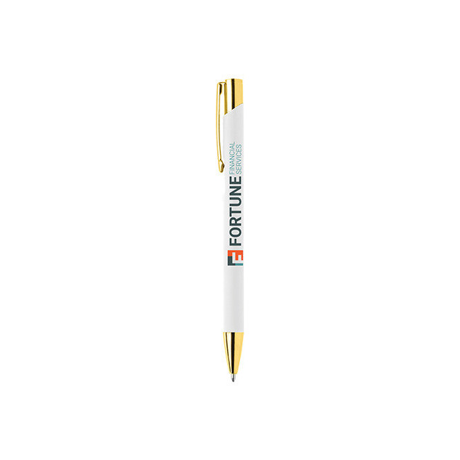 Stylo publicitaire Crosby doré personnalisable Stylo publicitaire Crosby doré personnalisable - Blanc