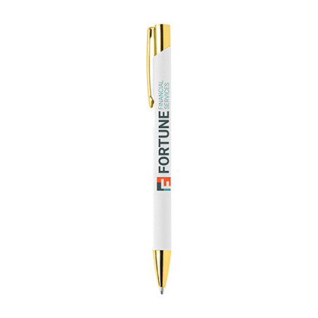 Stylo publicitaire Crosby doré personnalisable Stylo publicitaire Crosby doré personnalisable - Blanc