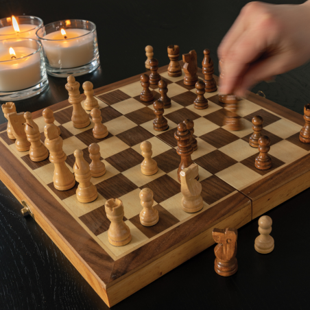 Jeu d'échecs pliable personnalisé en bois 